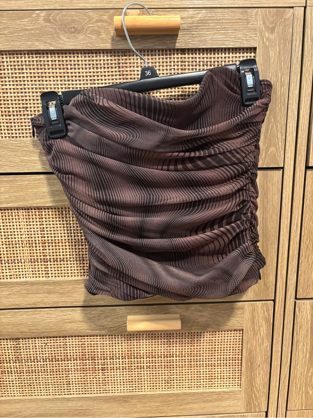 Zara Brown Striped Ruched Tube Top